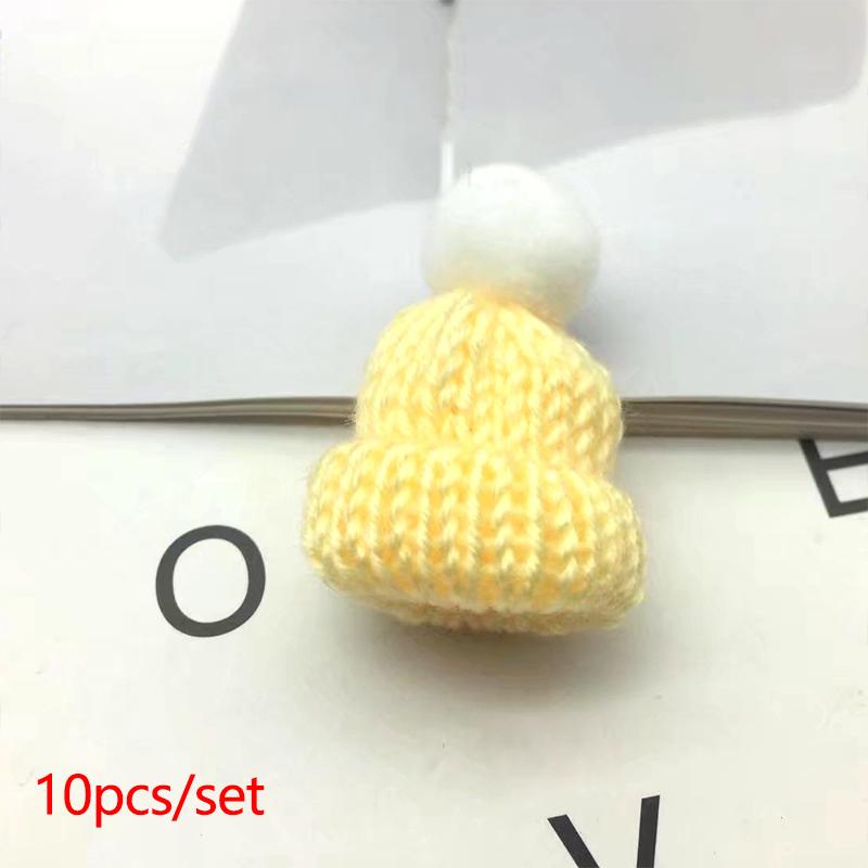 10 шт. Мини-вязаные шапки, рождественская шапка, шерстяная кукольная шапка для рождественских украшений, материалы для шитья и рукоделия, украшения для рождественской елки