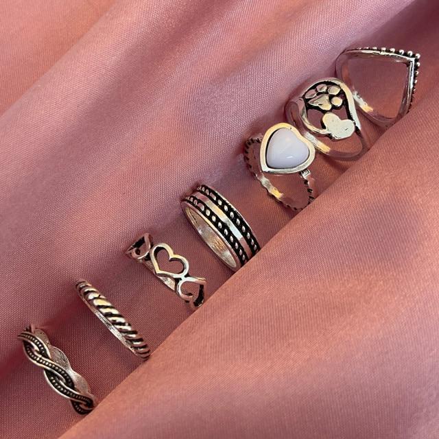 6 шт. Винтажный готический набор колец с бабочкой и цветком, многоэлементный набор для женщин и мужчин, ретро-персонаж, подарки на палец