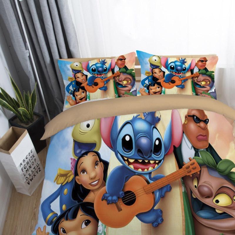 Adorable 3d Cartoon Stitch Anime Comforter With Matching Duvet Cover And Pillowcase