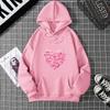 Yurak shaklidagi bosma grafik kaputlar Yoqimli liboslar Moda bo'sh pullover Sweatshirt Kundalik qizlar uchun qalpoqli toplar