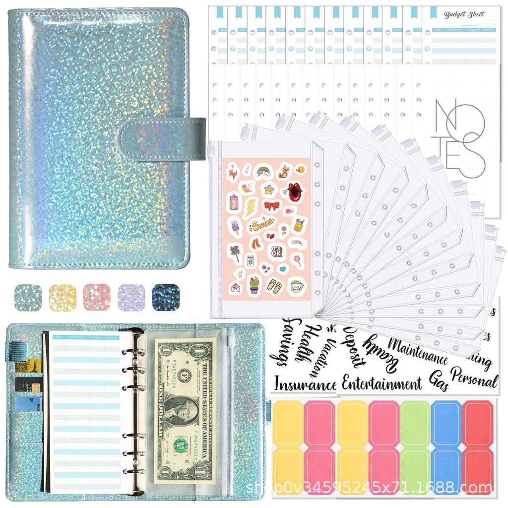 A6 Money Budget Planner Binder with Zipper Envelopes Cash Envelopes for Budgeting Money Organizer for Cash Budget Binde