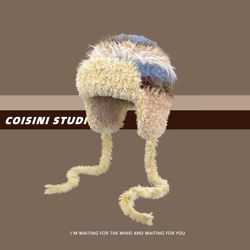 Милые медвежьи ушки Тедди флис вязаный разноцветный пуловер шапка для женщин зимние теплые защитные наушники Able Straps шапки-бомберы