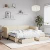 VidaXL Daybed with Trundle and Drawers Cream 80x200 Cm Fabric 3196869