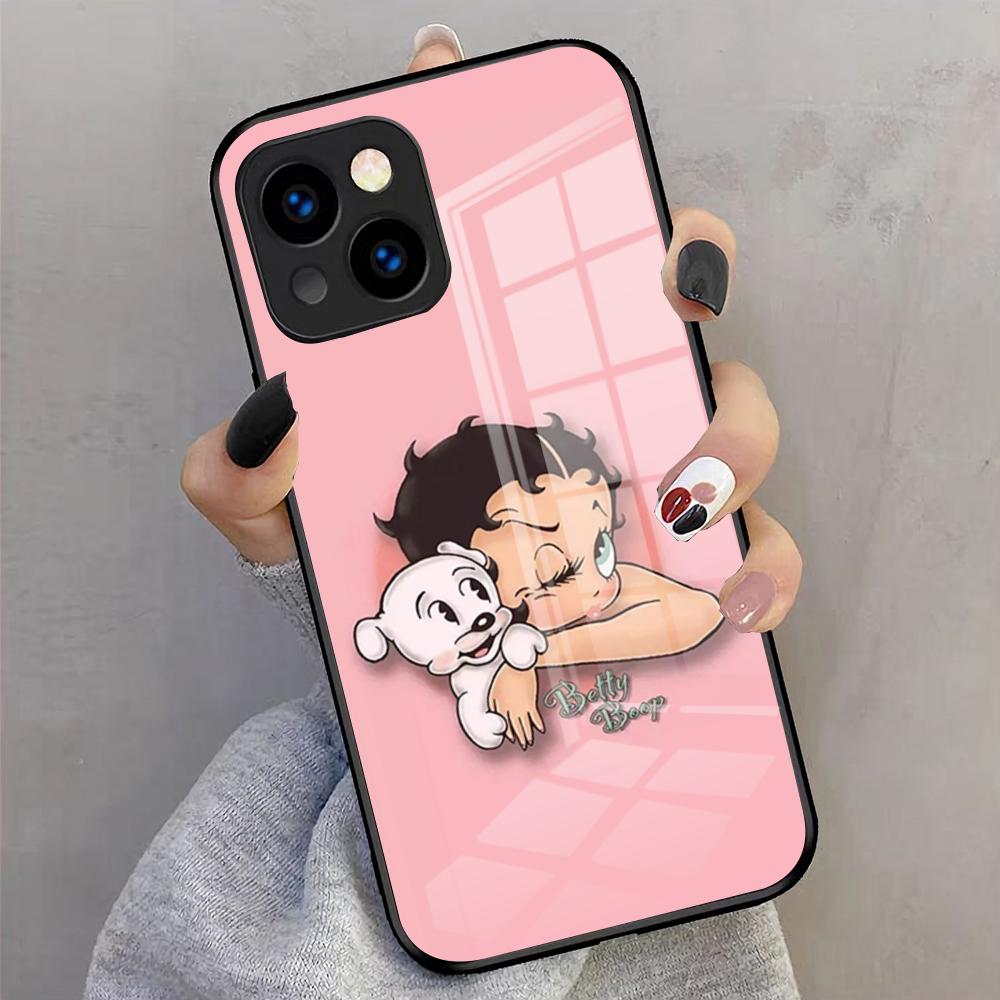 Betty Beautiful B-boop Phone Case For IPhone 17 Pro Max 16 15 14 Pro Max 13 11 X Xs Xr 8 7Plus Glass Cover