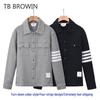 BROWIN2025 Осенняя корейская повседневная хлопковая куртка с отложным воротником и несколькими карманами, с четырьмя полосками