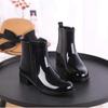 Женские резиновые сапоги, водонепроницаемая резиновая подошва, зимняя обувь на низком каблуке, женские, среднего размера, модные, черные, повседневные, роскошные, дизайнерские, ботильоны