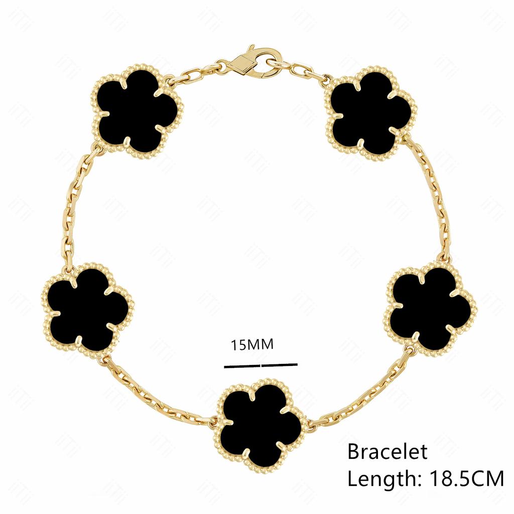 High-quality Fashion Brand Gold Silver Lucky Flower Clover Mother-of-pearl Bracelet Women's Natural Gem Hot Sale