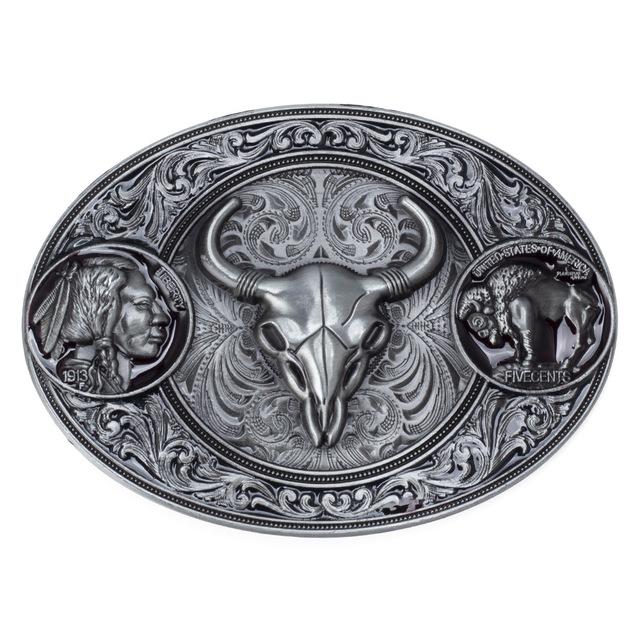 Пряжка в виде головы быка без ремня Гладкая пряжка в европейском и американском стиле Большая пряжка Металлическая пряжка