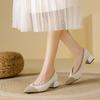2026 new princess shoes pointed head light mouth woven shoes middle heel flying woven breathable thick heel color matching high heels