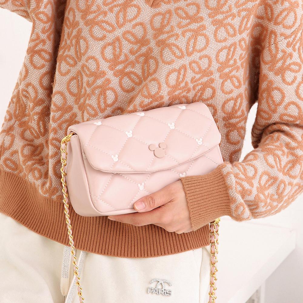 New Disney Mickey Series PU Shoulder Bag, Crossbody Bag Trumpets Women's Pink BMK-71066P