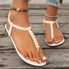 Мода 2025 Новые летние сандалии Женская мода Повседневные пляжные уличные шлепанцы Сандалии Металлическая отделка Женская обувь на плоской подошве Большой размер