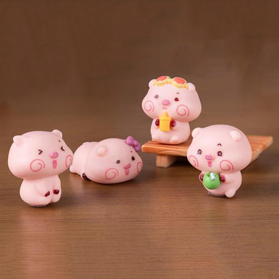 5 шт. Фигурка свиньи Мини Портативный размер Q-версия Дизайн свиньи Статуэтка Миниатюрная свинья Ландшафт Офисный стол Книжная полка Декор для автомобиля