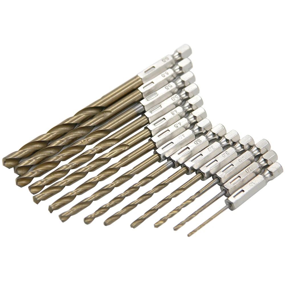 Hexagonal Handle 13pc Titanium Plated Twist Drill 1.5-6.5mm Electric Drill Driver Drilling Air Screwdriver Tool Accessory XXL