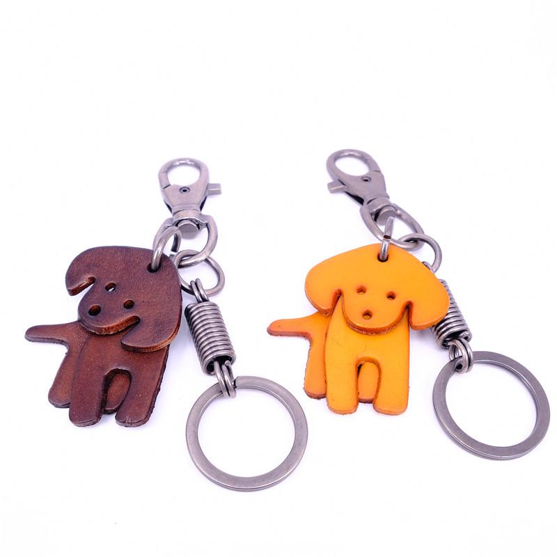 Брелок в стиле ретро из коровьей кожи растительного дубления с милым дизайном животных