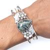 Star Galaxy Gemstone Antique Silver Jewelry Cuff Bracelets 7''Adjustable