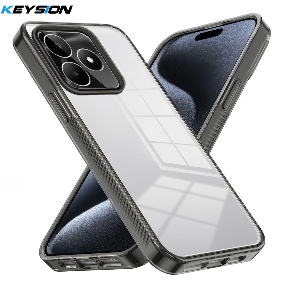 KEYSION Прозрачный чехол для Realme C55 Мягкий ТПУ+ПК Нескользящий HD Прозрачный Противоударный Чехол для телефона для OPPO Realme C53 C51