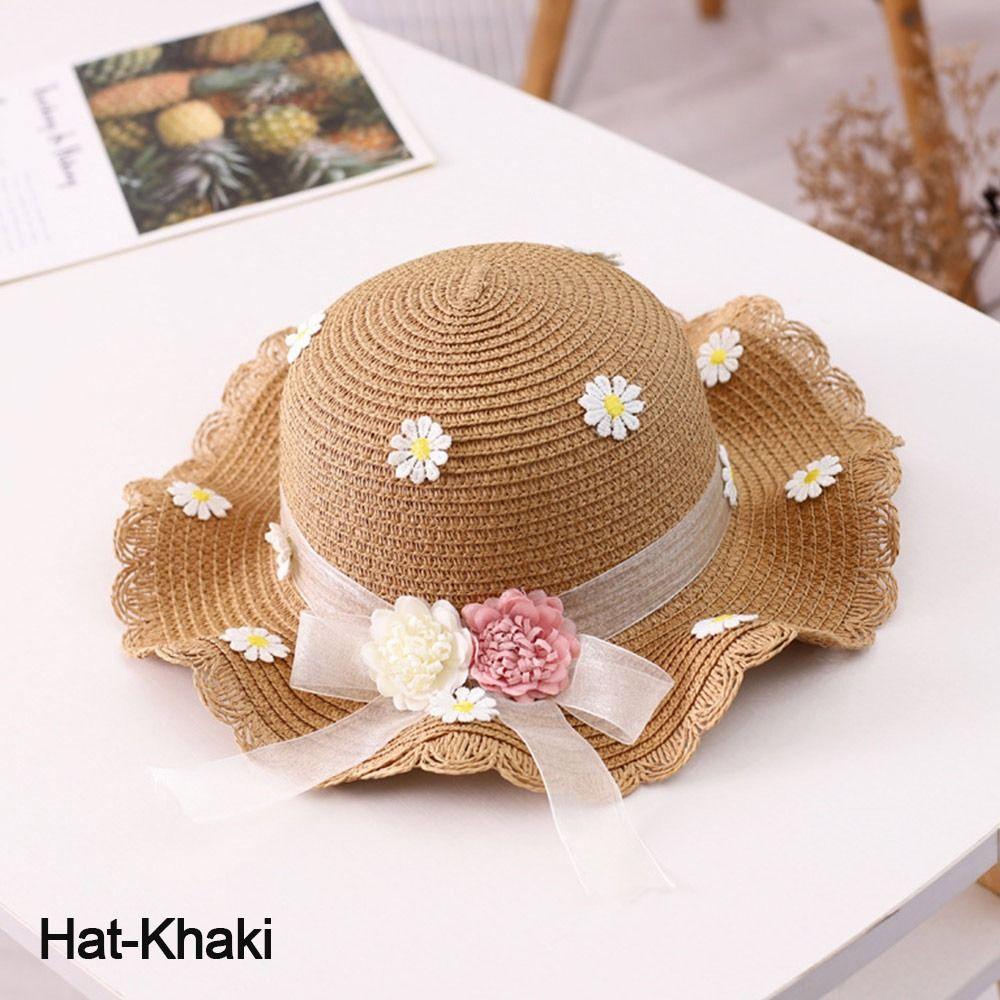 Мальчики Девочки С Сумочкой Панама Шляпа Соломенная Шляпа Летняя Детская Шляпа Солнцезащитный Козырек Цветок Воздухопроницаемая Шляпа
