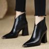 2025 Spring Metal Pointed Toe Women Ankle Boot Fashion Short Booties Designer High Heels Botas De Mujer