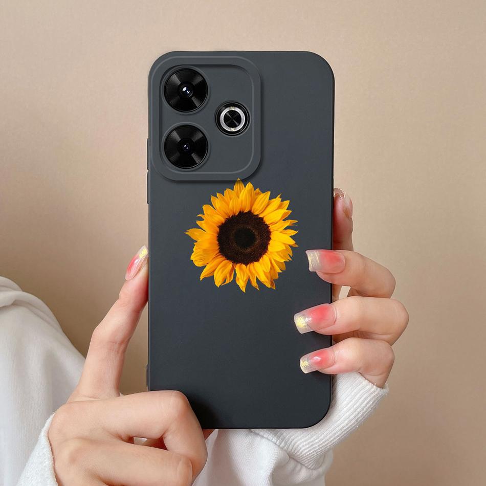 Чехол для Poco M6 Pro Подсолнух Защита камеры Чехлы для телефонов Для Xiaomi Poco M 6 M6Pro 4G 5G Мягкая задняя крышка из жидкого силикона