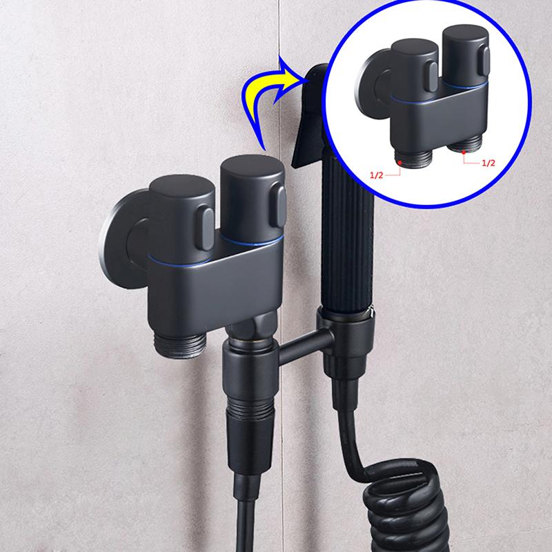 G1/2 Three-way Filling Angle Valve Wall Mount One Into Two Out Water Controller Toilet Bidet Cleaning Sprayer Accessories