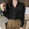 Fashion Long Sleeve Turn Down Collar Office Lady White Blouse Shirt Women Tops J141
