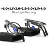 Unisex New Folding Reading Glasses Men Women Round Anti-blue Presbyopia Eyeglasses Vintage Square Glasses with Case +1.0+4.0
