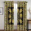 3D Modern Luxury Brand Design Baroque Black Gold 2 Pieces Thin Shading Window Curtain For Living Room Bedroom Decor Rod Pocket