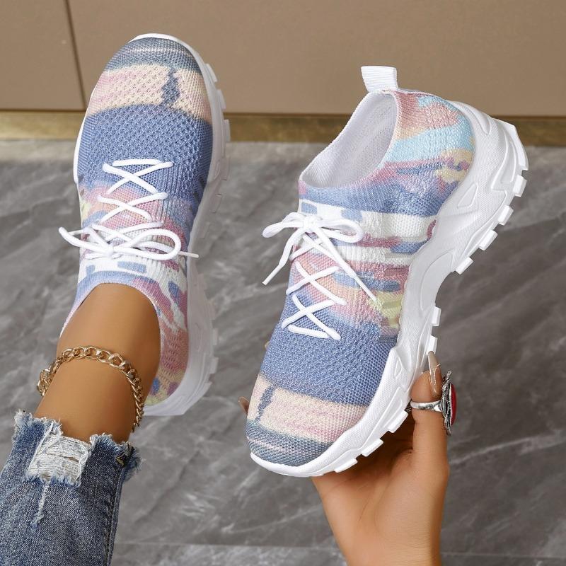 2025 Women's Mesh Knitted Sneakers Summer Designer Breathable Increased Casual Sneakers Lightweight Woman Platform Walking Shoes