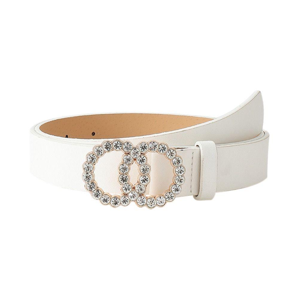 Юбка Брюки Пояса Два Круга Бриллиант Кожаный Ремень Двойная Кольцевая Пряжка Пояс Дамские Платье Ремни