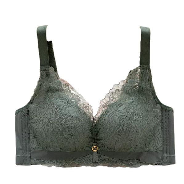 Bright Red Lace Underwear for Small-Chested Women: Medium-Thick, Gathered, Wireless Bra.