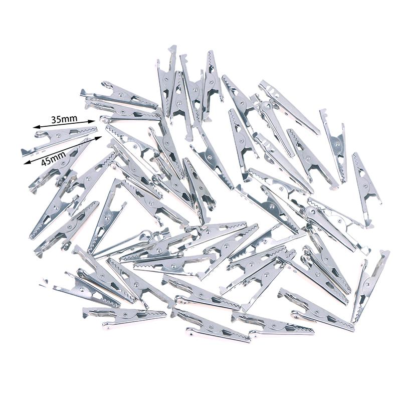 50PCS For Electric Testing For Battery Test Mini Alligator Clips Mini Silver Metal Alligator Clip 28mm 35mm 45mm