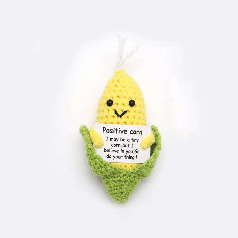 Positive Energy Bee Hug Pocket Doll Mini Handmade Plush Wool Knitting Doll With Card Funny Christams Gift Home Room Decoration