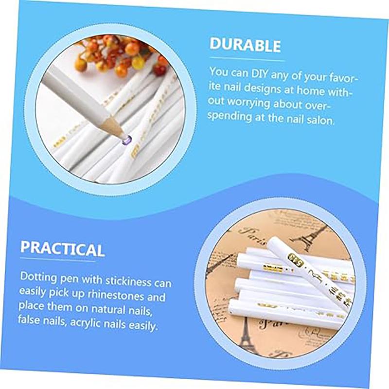 LINMANDA 5/10Pcs Nail Point Pen Nail Tool, With Adhesive, Suitable For Rhinestone Gem Picking, Professional Nail Design