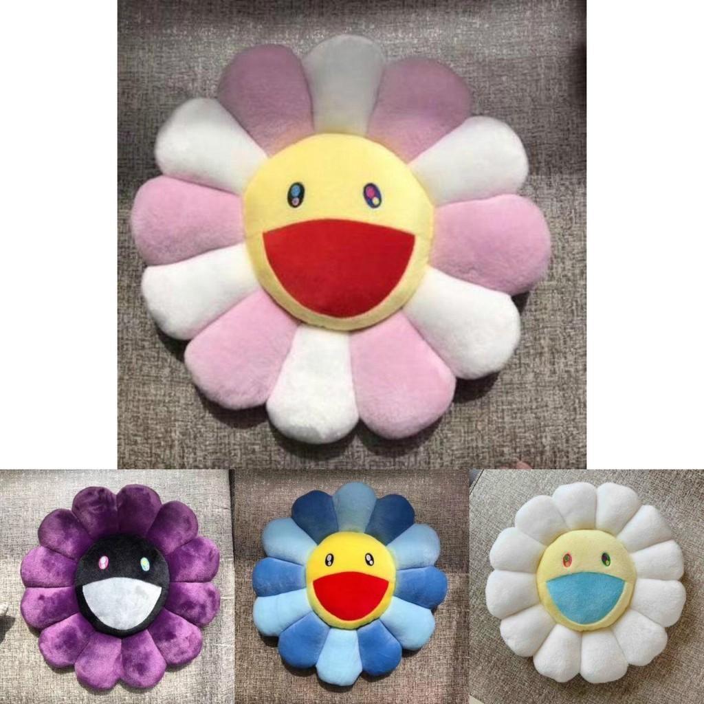 Разноцветная 40 см Подушка Плюшевая Радужный Цветок Такаси Мураками С Улыбающимися Лицами