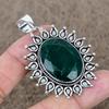 Green Jade Gemstone Handmade 925 Sterling Silver Jewelry Pendant 2.32" KKG-731
