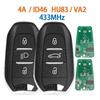 Совместимо для Peugeot Citroen DS 3-кнопочный смарт-ключ 433 МГц чип 4A/46 Пульт VA2/HU83