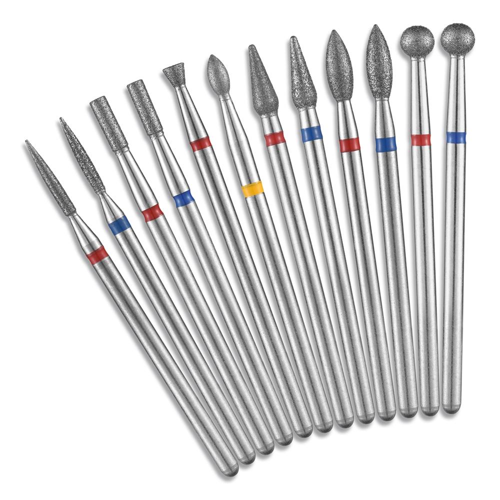Набор из 10 алмазных фрез для ногтей Электрические фрезы для маникюра Вращающиеся боры Очистка кутикулы Маникюрные насадки для дрели