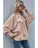 Azura Exchange Khaki Frilled Knotted Blouse with Bishop Sleeves