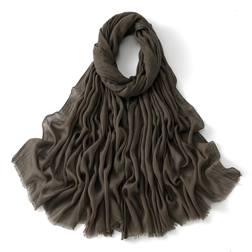 Muslim Cotton Rayon Hijab Solid Color Plain Scarf Women Soft Cotton Viscose Thin Voile Shawl Remove Edge Headscarf Turban