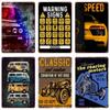 Vintage Classic Car Metal Tin Sign Hot Rod Racing Sign Bus Truck Retro Plaque for Club Garage Home Man Cave Wall Decor Poster