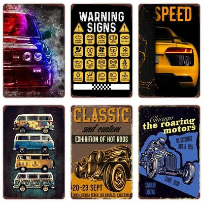 Винтажный классический автомобильный металлический жестяной знак Hot Rod Racing знак автобус грузовик ретро табличка для клуба гараж дома человек пещера настенный декор плакат