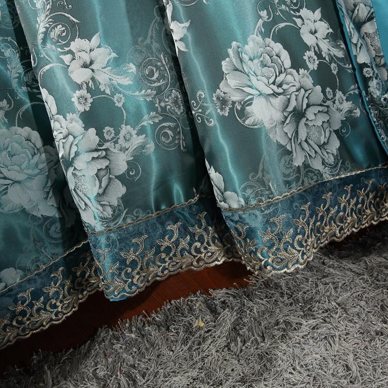 Комплект постельного белья из европейского сатинового жаккарда - с кружевной отделкой, комплект из 4 предметов