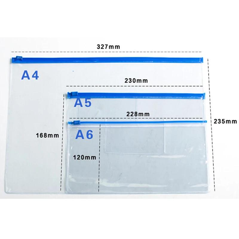 10 pcs File Bag Stationery Clear Plastic Bag Translucent Folder student kids stationery A4/A5/A6 Size Document Bag File Folder