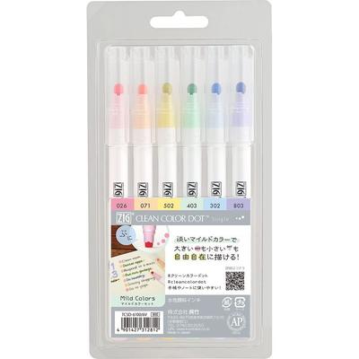 Kuretake Водные ручки ZIG Clean Color Dot Набор мягких цветов TCSD-6100/6V