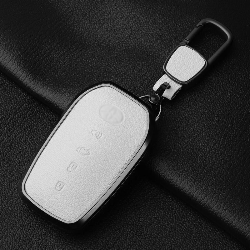 Metal And Goatskin Car Key Case Cover For Toyota Sequoia Cross Fortuner Prius Venza Alphard Vellfire Sienna Tundra Mirai Yaris