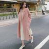 Women's Pink Woolen Mid-Length Loose-Fit Coat - 2023 Autumn/Winter Korean Hepburn Style