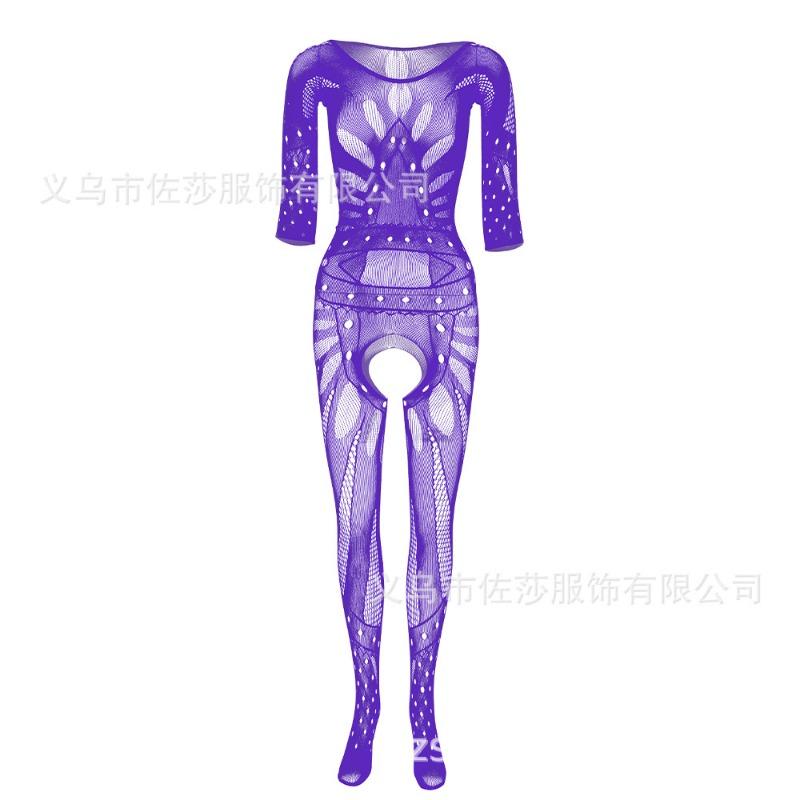 Sexy Underwear Quality One-piece Stockings Jacquard Sexy Hollow Long-sleeved Mesh Onesie