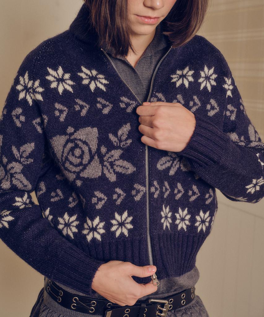 MELLY&ROSE Rose Cowitchan Zip-Up Knit Blouson (310252)_Navy