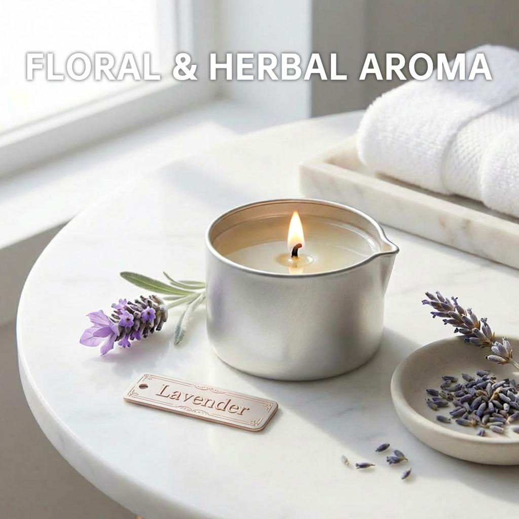 Massage Oil Candle Lavender 2oz Aromatherapy Candles with Soy Wax Moisturizing - Christmas Home Decoration Candle Holders Gift