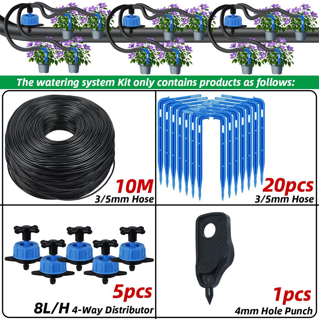 Набор для капельного полива Kesla 10-100 м 4-ходовой 2-ходовой 8 л Капельная стрелка Шланг 3/5 мм Система полива Капельница Дождеватель Посадка в горшки Теплица